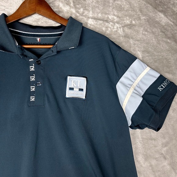 Kingsland Equestrian Mens Polo Shirt Blue Short Sleeve Logo Athletic - Picture 1 of 6